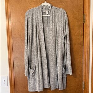 Larry Levine Light Gray Open Cardigan